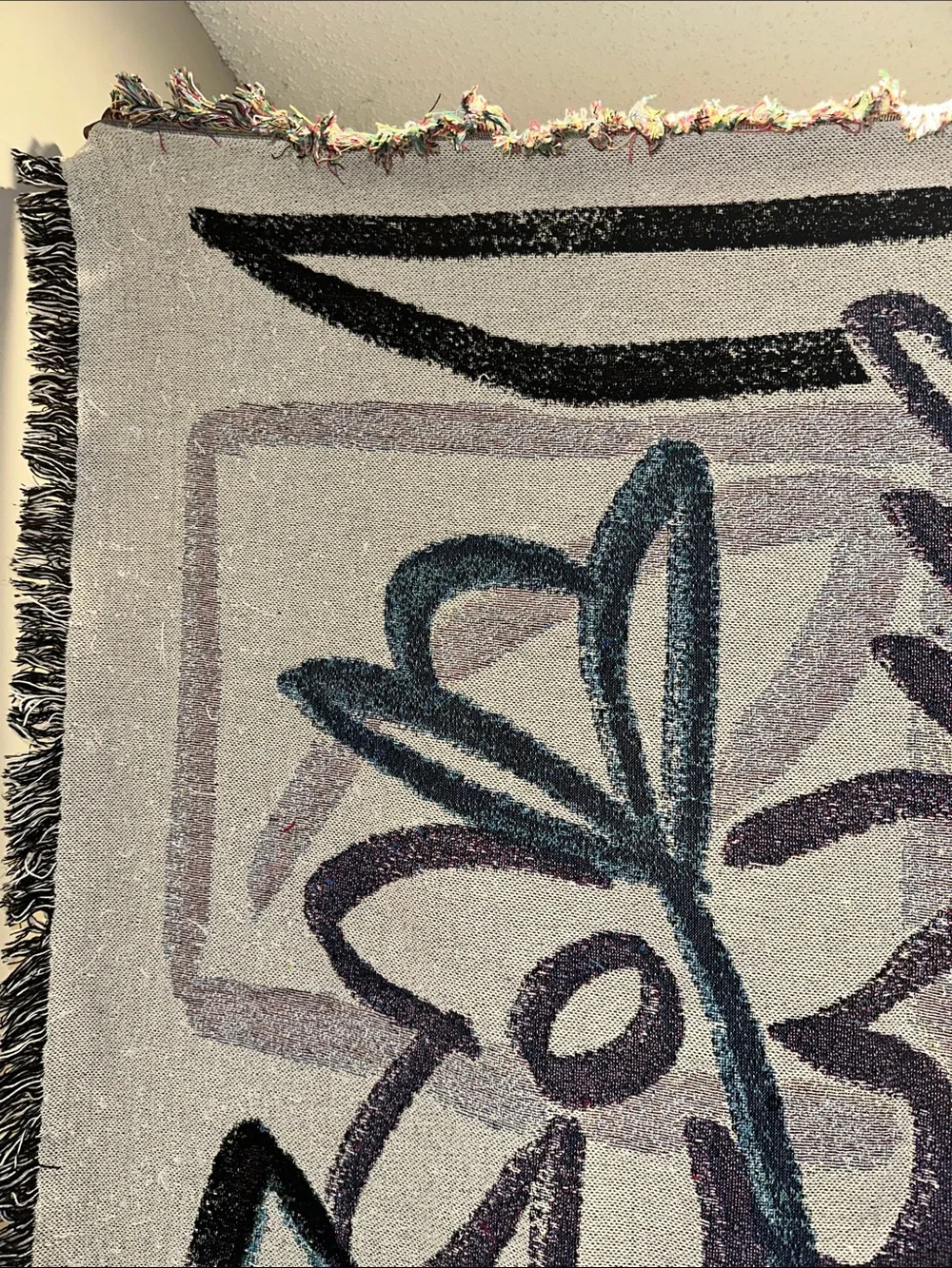 Abstract large Floral Woven reversible blacket